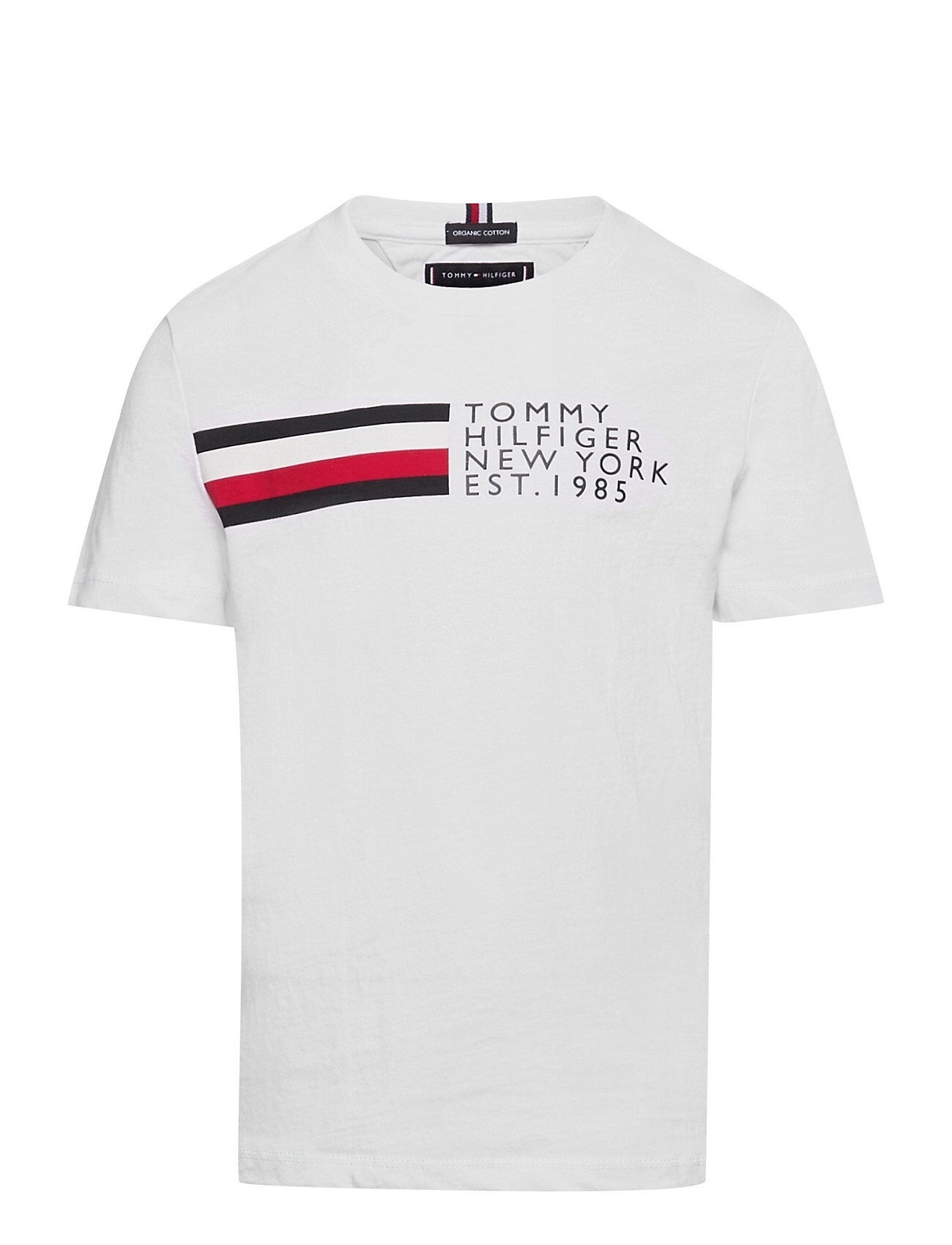 Tommy Hilfiger Global Stripe Graphic Tee S/S T-shirts Short-sleeved Hvit Tommy Hilfiger