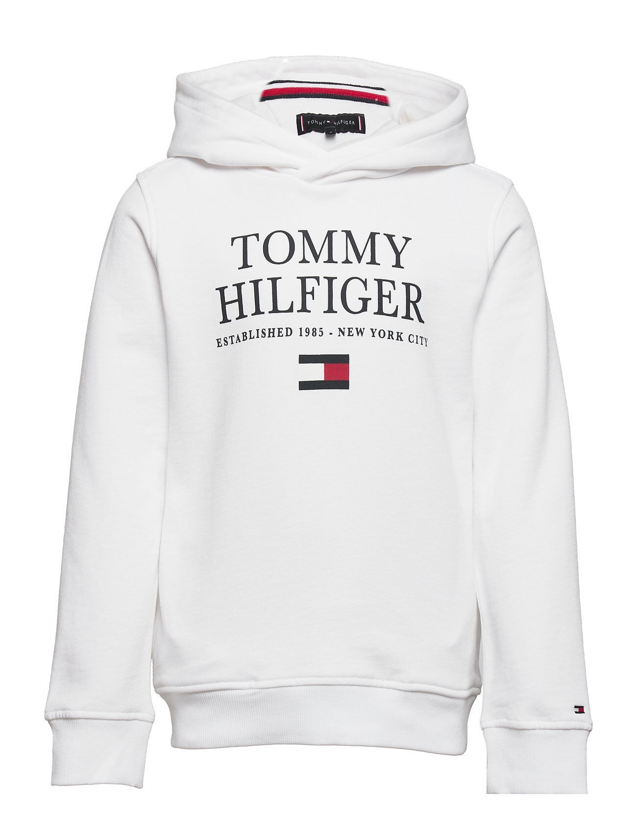 Tommy Hilfiger Th Logo Hoodie Hettegenser Genser Hvit Tommy Hilfiger