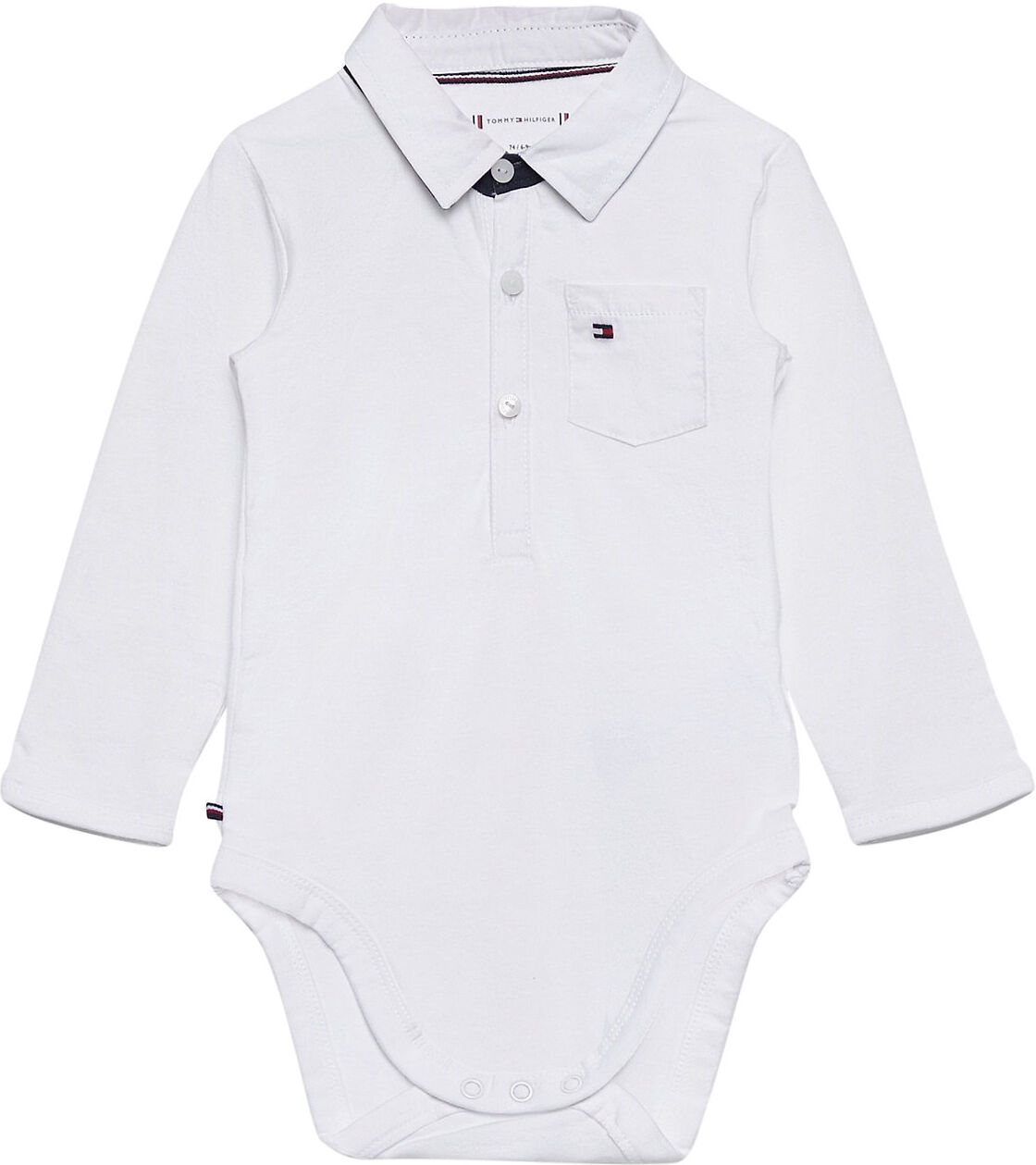 Tommy Hilfiger Baby Poplin Collar Body L/S Bodies Long-sleeved Hvit Tommy Hilfiger