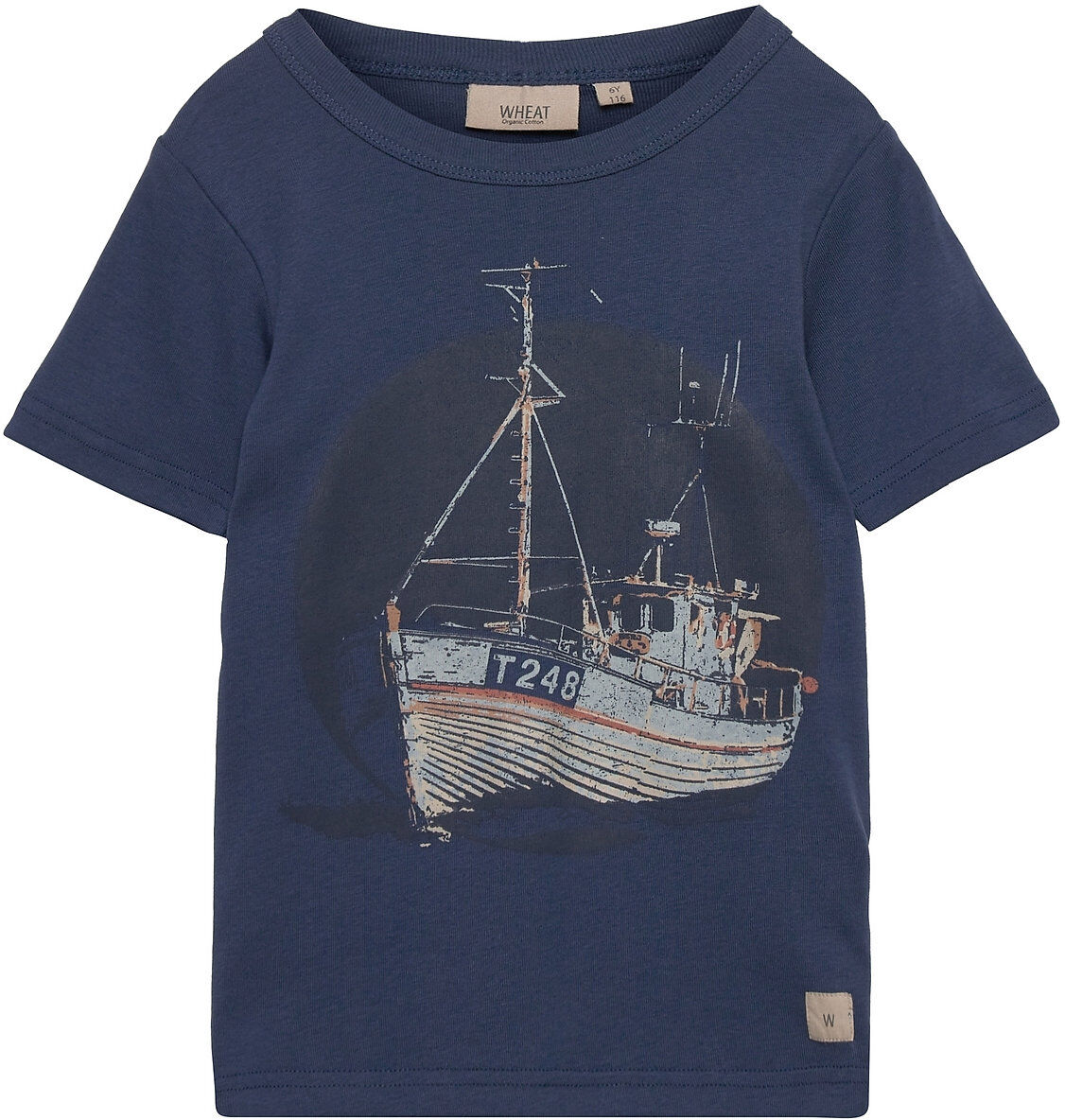 Wheat T-Shirt Fishing Boat T-shirts Short-sleeved Blå Wheat