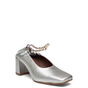 ALOHAS Agent Anklet Shimmer Silver Leather Pumps Shoes Heels Pumps Classic Sølv ALOHAS