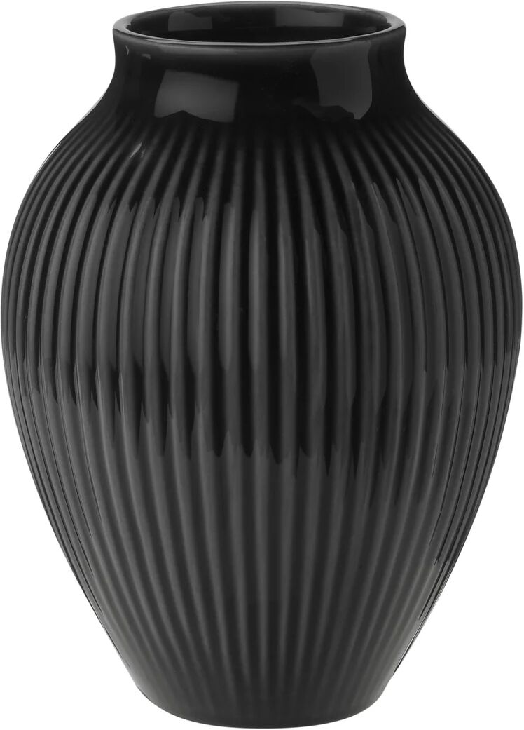 Knabstrup Keramik Knabstrup vase riller 12,5 cm Svart