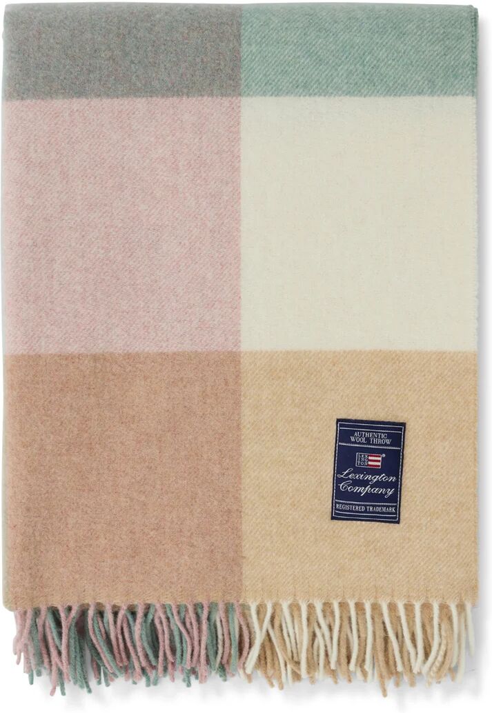 Lexington Checked Recycled Wool pledd 130 x 170 cm Beige-light green