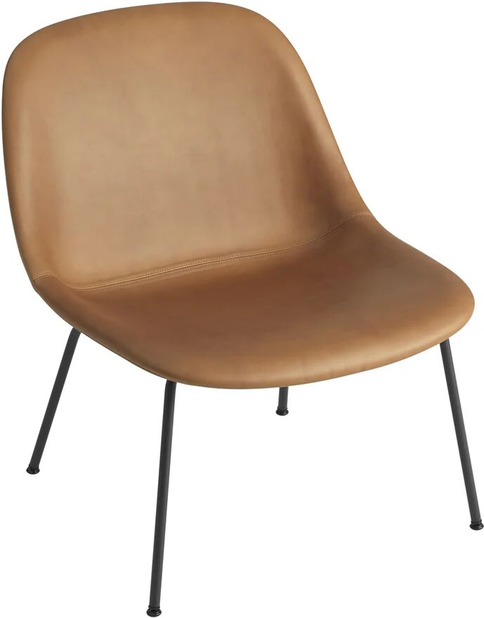 Muuto Fiber lounge stol med stålbein cognac, svart