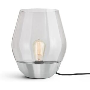 New Works Bowl bordlampe Stainless steel, lyst røykfarget glass