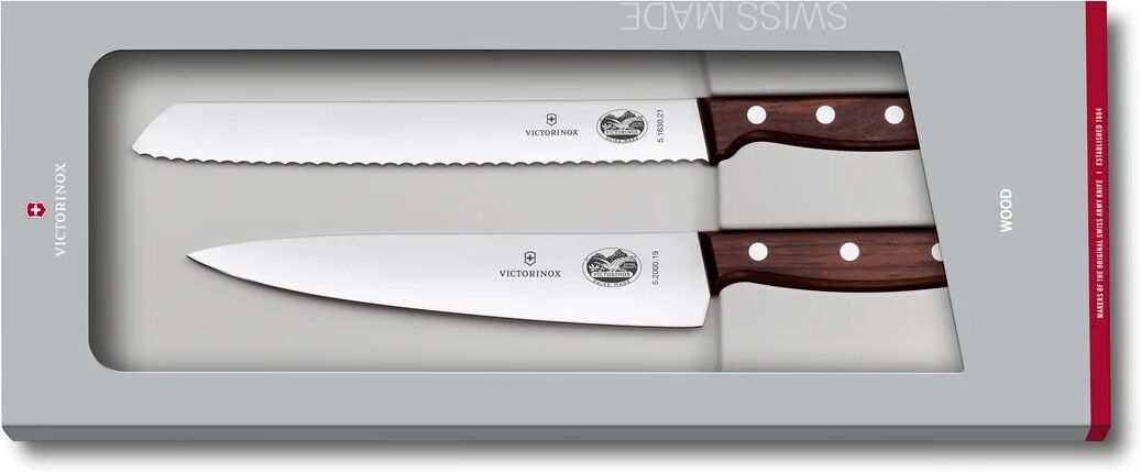 Victorinox Wood knivsett brødkniv og kokkekniv Rustfritt stål-lønn