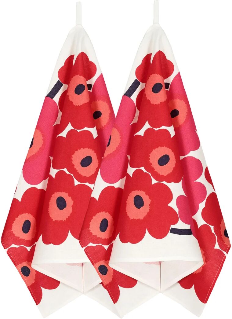 Marimekko Unikko kjøkkenhåndkle 2-pack Hvit-rød