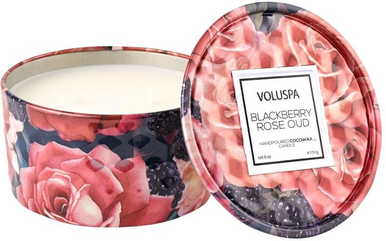 Voluspa Berry Rose & Oud Roses Collection Embossed Tin (30h)