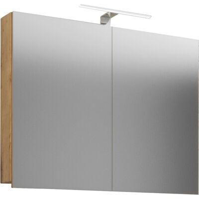 VCM Honning Eik 80cm LED Speilskap - Badoppbevaring VCM Honning Eik 80cm LED Speilskap - Badoppbevaring