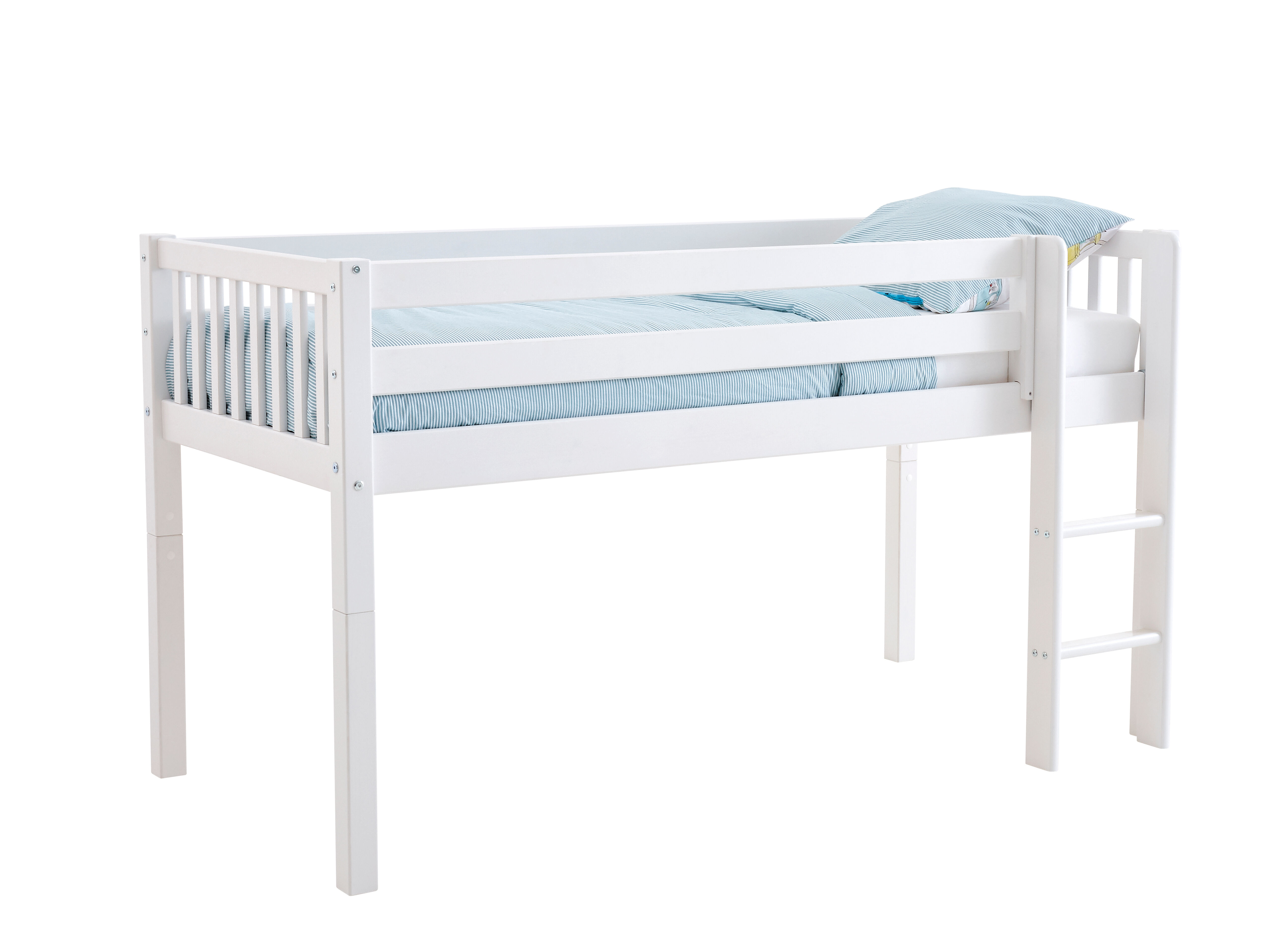 Flexa Basic Nordic barneseng halvhøy seng 90x200 cm, med sprosse, hvit.