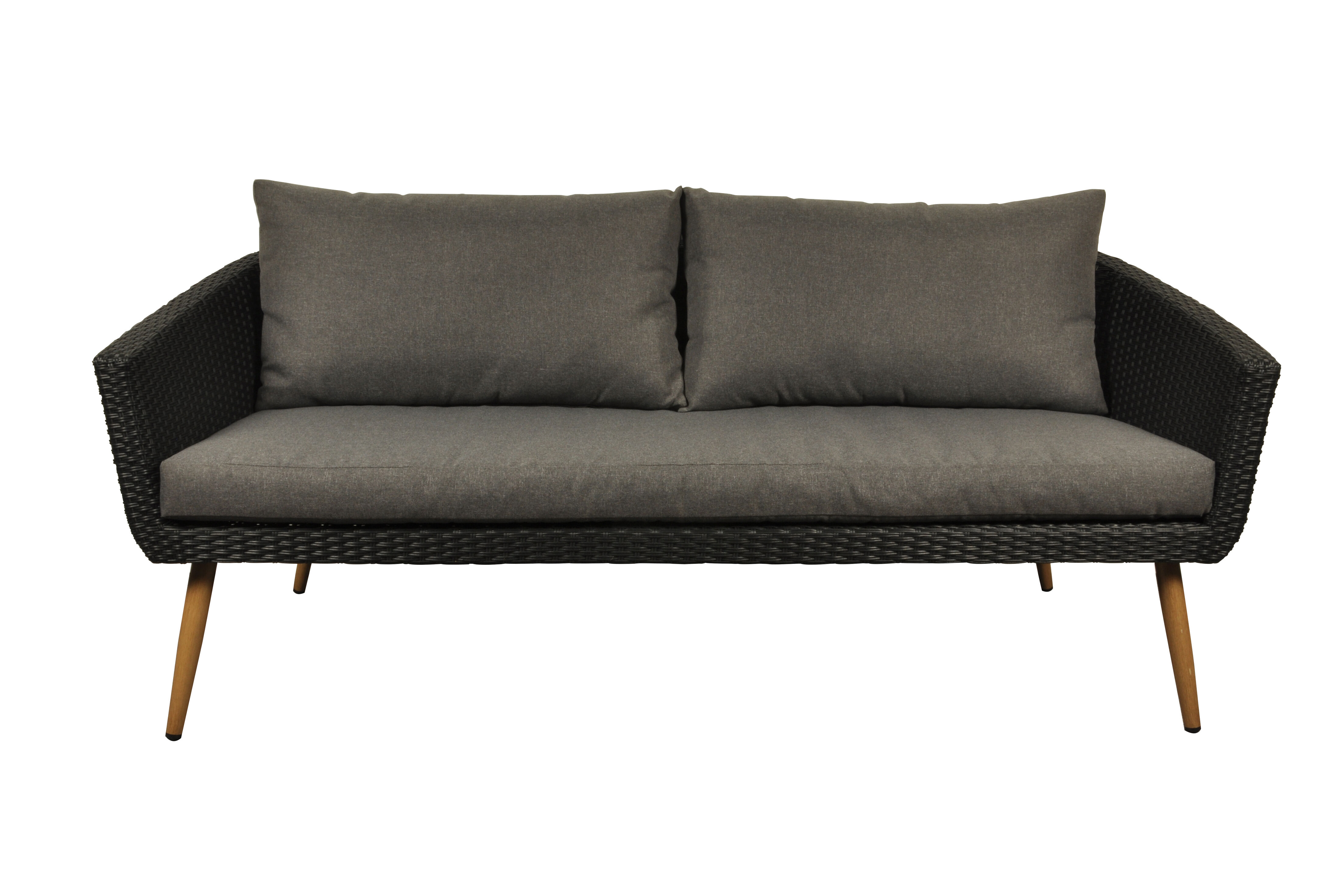 Accon loungemøbler utendørssofa, 3 seters inkl. Puter svart/grå.