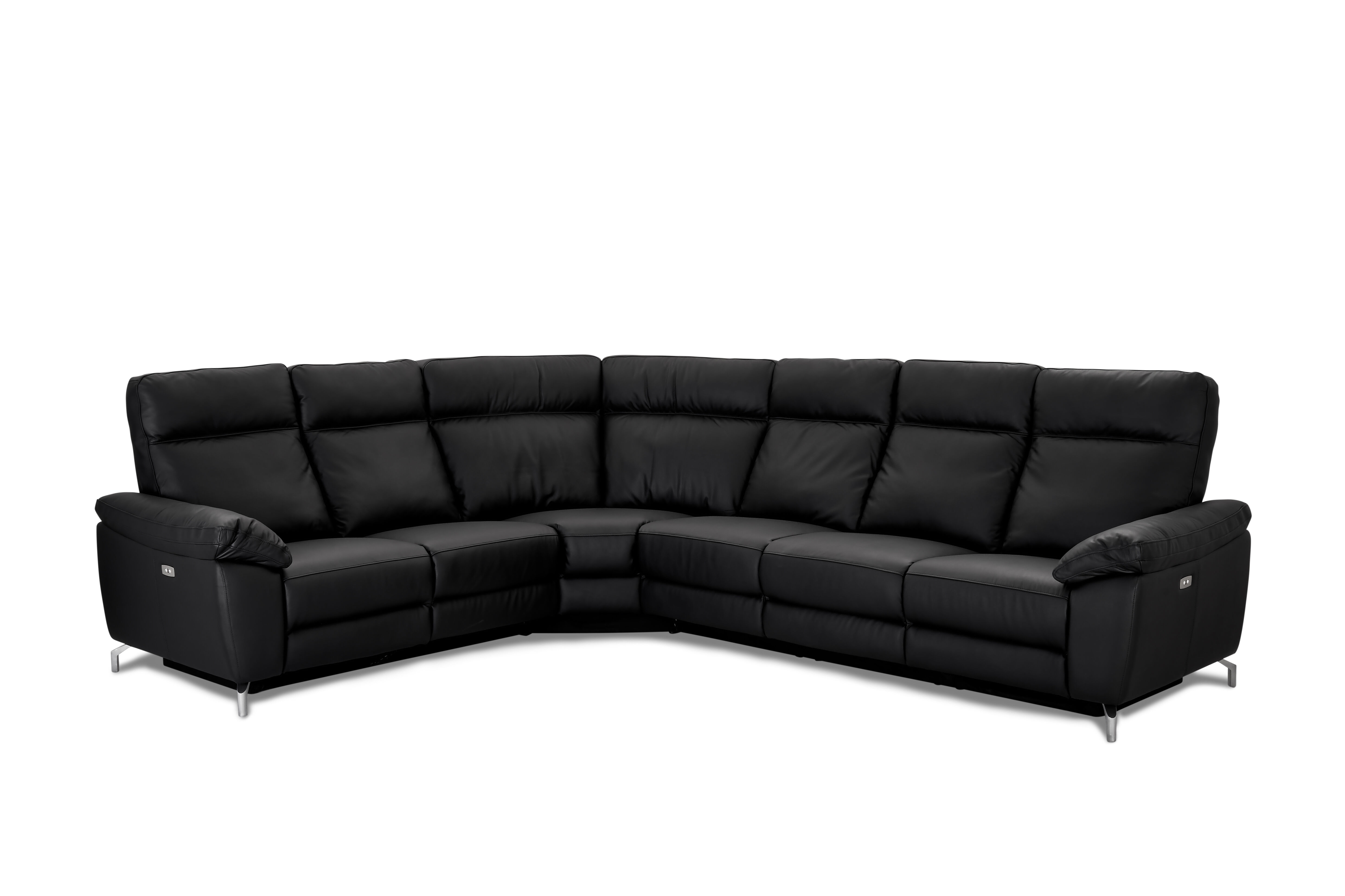 Selesta hjørnesofa HSL recliner skinn, svart.