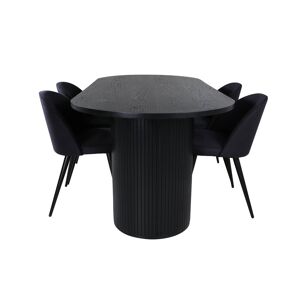 BiancaBL spisegruppe spisebord svart og 4 Velvet spisestuestoler svart.