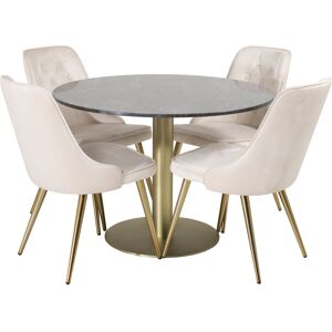 Estelle 106cm Rund Marmor Spisebord Sett - Svart & Beige Estelle 106cm Rund Marmor Spisebord Sett - Svart & Beige