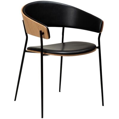 Crib Dan-Form spisestuestoler med armlene finér eik, PU kunstlær svart. Crib Dan-Form spisestuestoler med armlene finér eik, PU kunstlær svart.