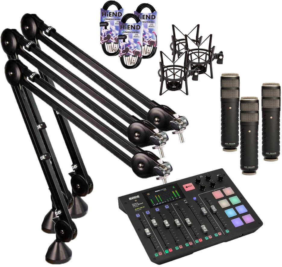 Røde Rødecaster Pro Deluxe podcast pakkeløsning for 3