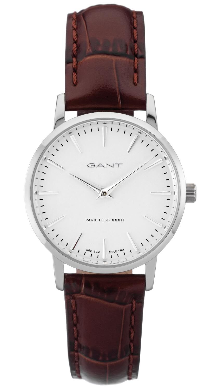 Gant Park Hill - Dameklokke med klassisk brun reim og hvit urskive