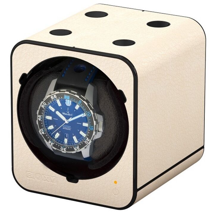 Beco Boxy Fancy Brick Watch Winder Creme Leather Optics 309412