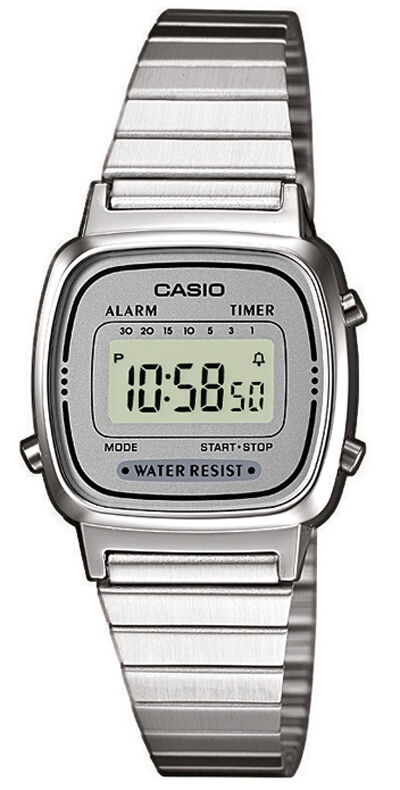 Casio LA670WEA-7EF - Diskret sølvfarget retroklokke med elegant design