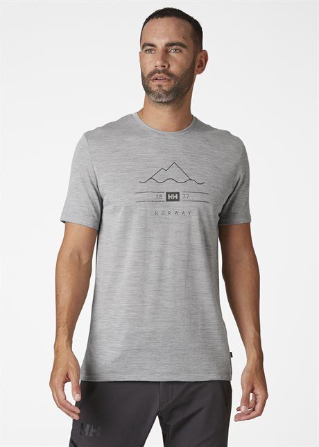 Helly Hansen Merino Graphic t-shirt, herre Grey Melange  XL