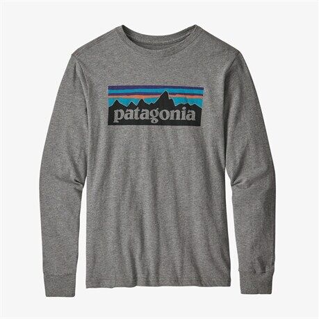 Patagonia Boys' Long-Sleeved Graphic Organic T-Shirt Gravel Heather  XS (5-6år)