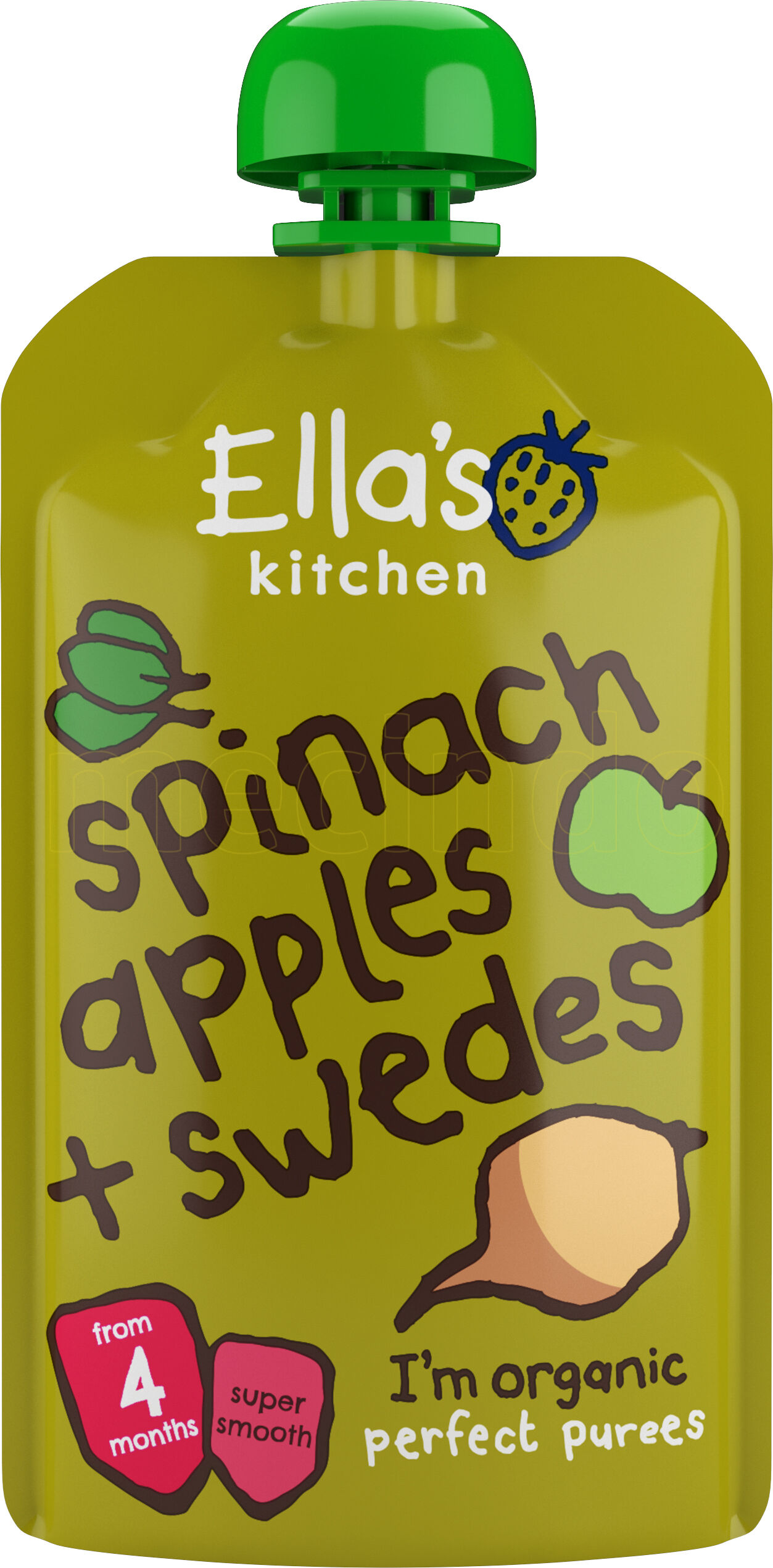 Ellas Kitchen Babymos spinat, eple & kålrot 4 Mnd+ - 120 Gram