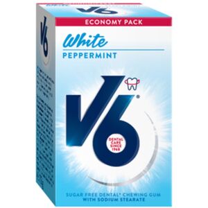 V6 Dental V6 White Peppermint Tyggegummi Sukkerfri - 50 Stk.