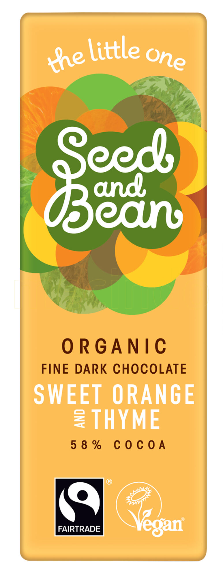 Seed & Bean Mørk Chokolade 58% Sød Appelsin & Timian Ø - 25 g