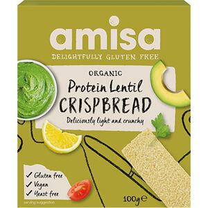 Organic Amisa Amisa Knekkebrød Protein Med Linser Glutenfri Øko - 100 g