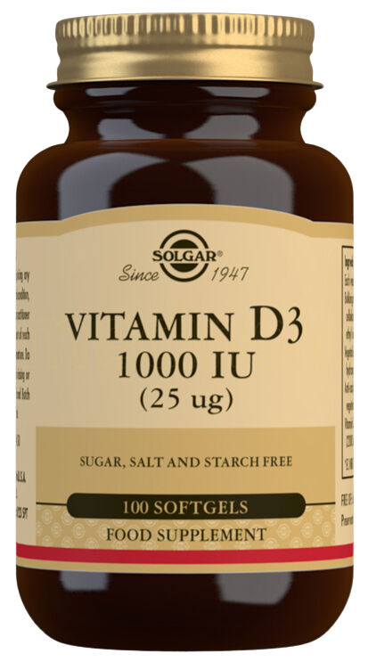 Solgar D3-Vitamin - 25 mcg - 100 Kapsler