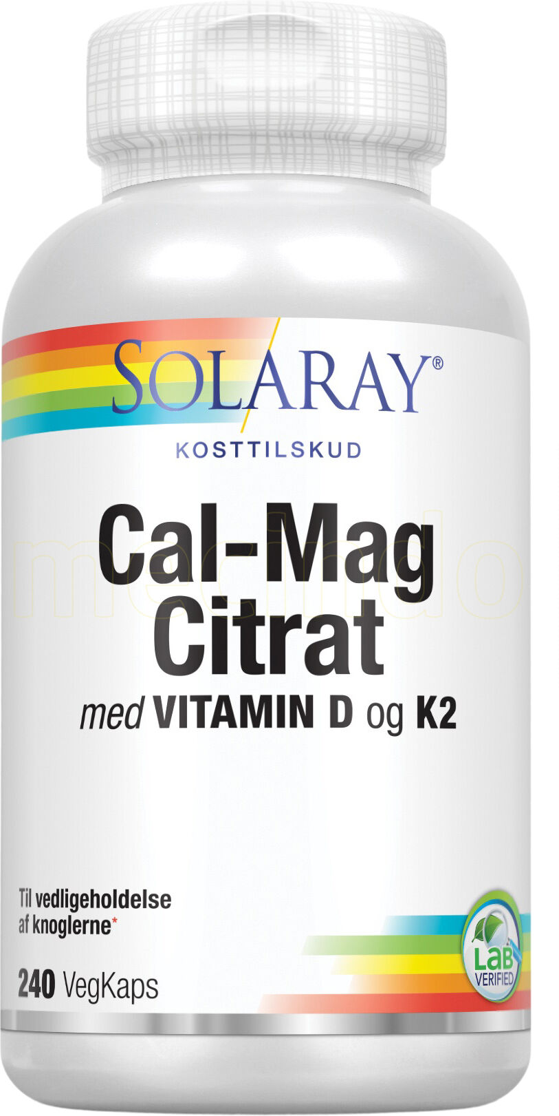 Solaray Cal-Mag Citrat med Vitamin D og K2 - 240 Kapsler