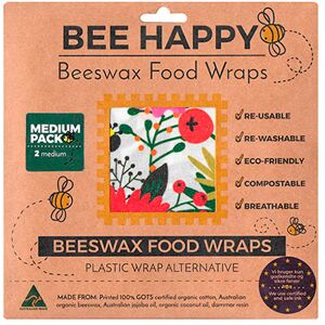 Bee Wrappy Bee Happy Beeswax Food Wraps - 2 Stk