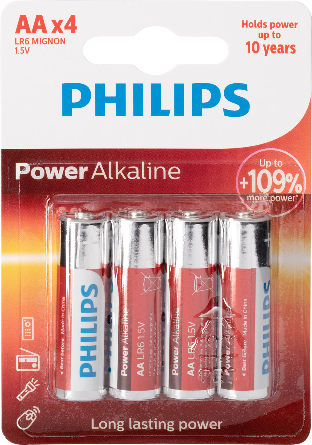 Mixed Philips LR06 AA Alkaline Batterier 4 stk.