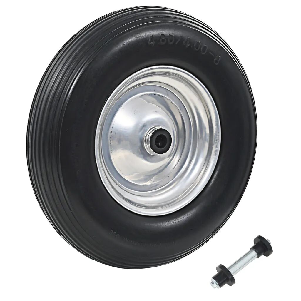 vidaXL Trillebårhjul med aksel solid PU 4,00-8 390 mm