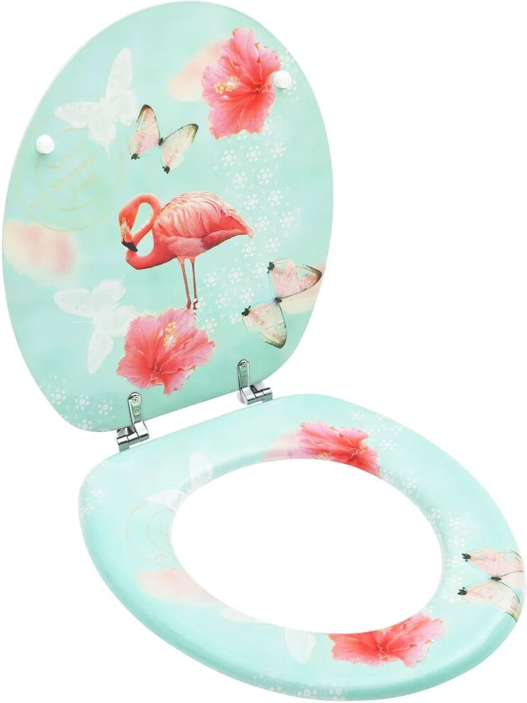 vidaXL Toalettsete med lokk MDF flamingodesign