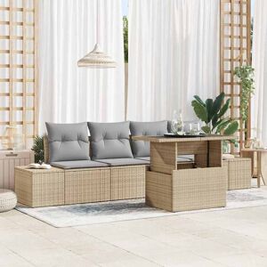 vidaXL Hagesofa Set med pute 5 pcs beige og lysegrå 100 x 55 x 73 cm vidaXL Hagesofa Set med pute 5 pcs beige og lysegrå 100 x 55 x 73 cm