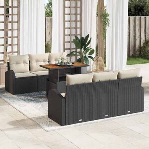 vidaXL Hagesofa Set med pute 7 pcs Svart og krem 100 x 55 x 73 cm vidaXL Hagesofa Set med pute 7 pcs Svart og krem 100 x 55 x 73 cm