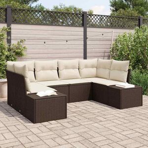 vidaXL Hagesofa Set 6 pcs Brun og krem 234 x 154 x 85 cm Poly rattan vidaXL Hagesofa Set 6 pcs Brun og krem 234 x 154 x 85 cm Poly rattan
