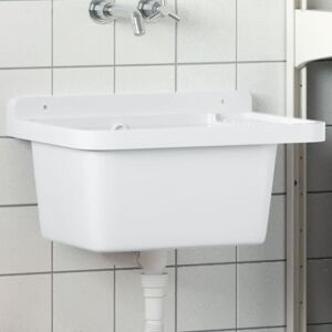 vidaXL Veggmontert servant hvit 50x35x24 cm harpiks