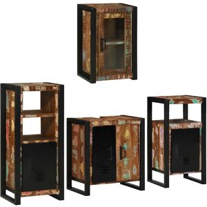 vidaXL Baderomsinnredningssett med dør 4 pcs Massiv gjenbrukt treverk vidaXL Baderomsinnredningssett med dør 4 pcs Massiv gjenbrukt treverk