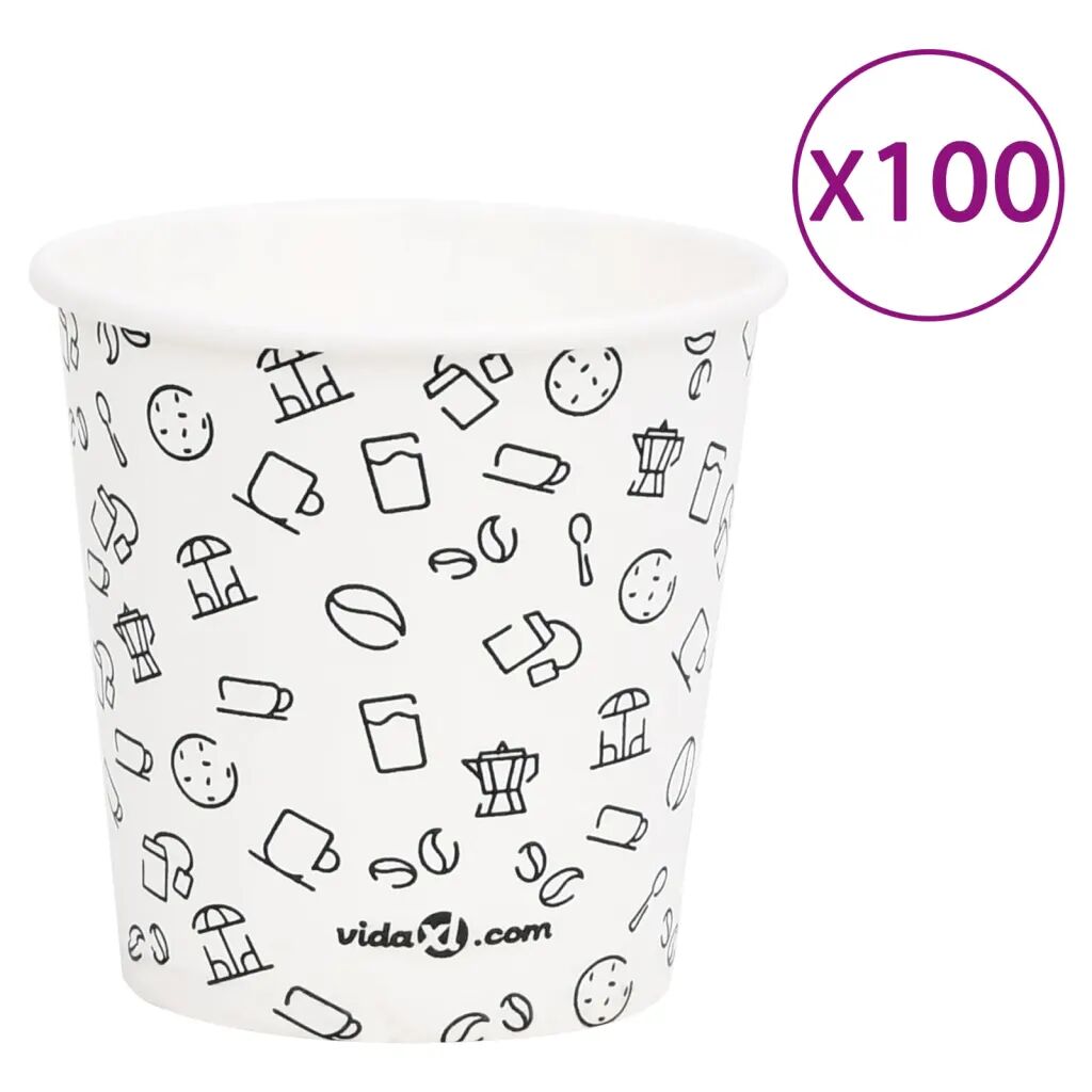 vidaXL Kaffepapirkopper 120 ml 100 stk hvit og svart