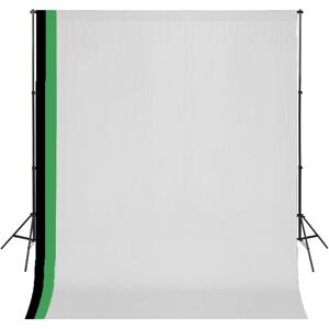 vidaXL Fotostudiosett med 3 fargerike bakgrunner bomull justerbar ramme 3x3 m