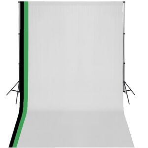 vidaXL Fotostudiosett med 3 fargerike bakgrunner bomull justerbar ramme 3x5 m