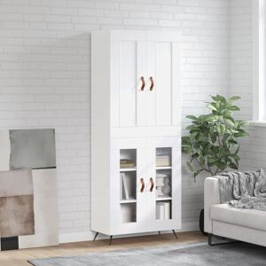 vidaXL Highboard høyglans hvit 69,5x34x180 cm konstruert tre