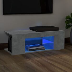 vidaXL TV-benk med LED-lys betonggrå 90x39x30 cm