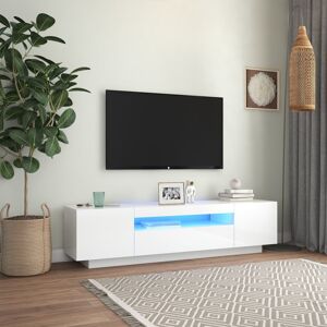 vidaXL TV-benk med LED-lys høyglans hvit 160x35x40 cm