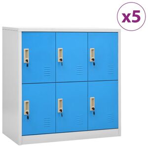 vidaXL Oppbevaringsskap 5 stk lysegrå og blå 90x45x92,5 cm stål