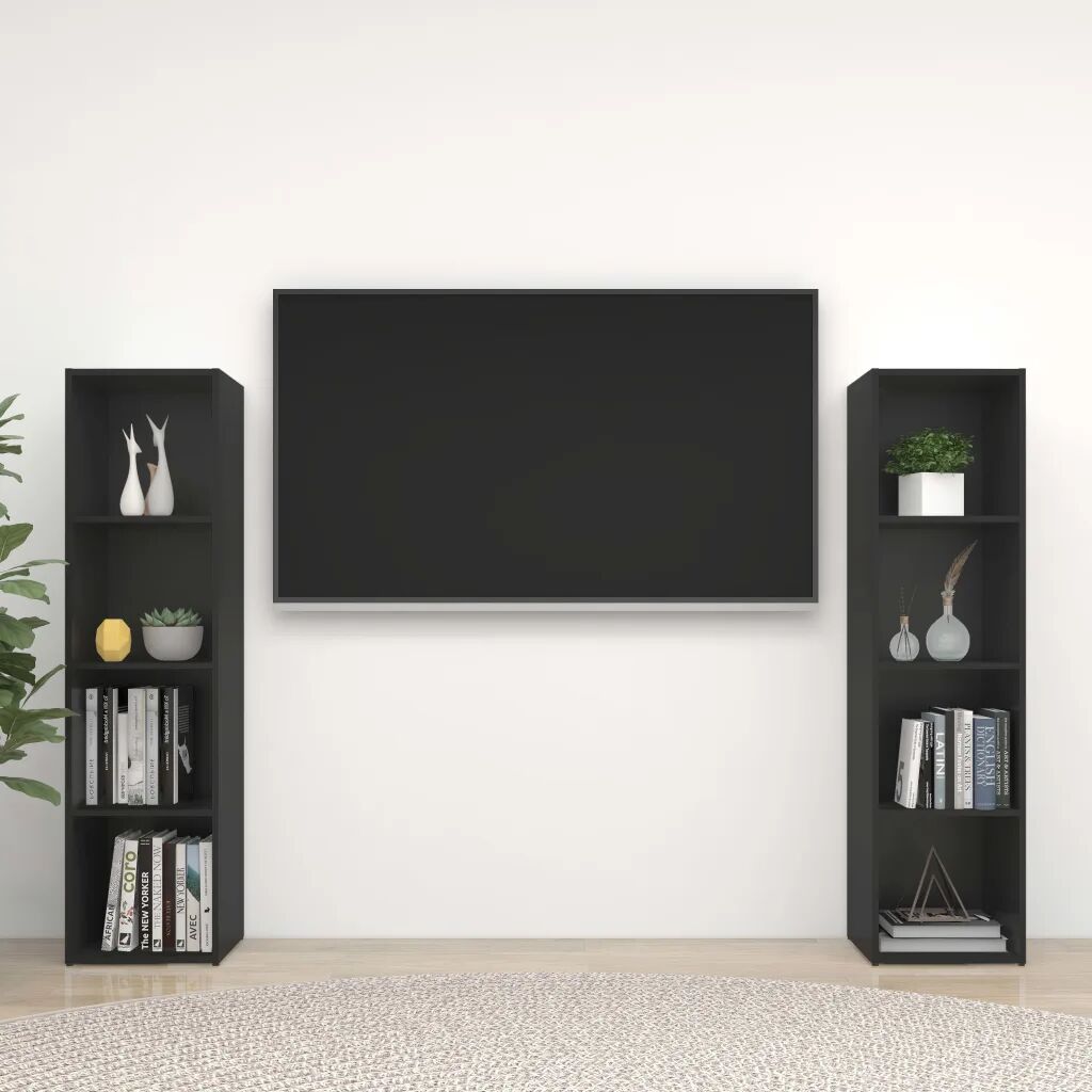 vidaXL TV-benker 2 stk svart 142,5x35x36,5 cm sponplate
