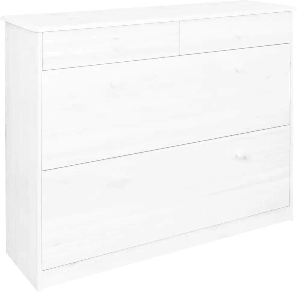 vidaXL Skoskap med 2 klaffer hvit 113x35x89 cm heltre furu