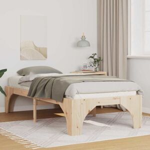 vidaXL Gulvbedramme med lagring Brun 90 x 200 cm Heltre furu vidaXL Gulvbedramme med lagring Brun 90 x 200 cm Heltre furu